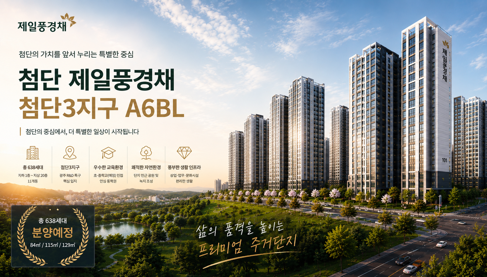 첨단3지구 제일풍경채 모델하우스 분양가 주소 청약 A6BL